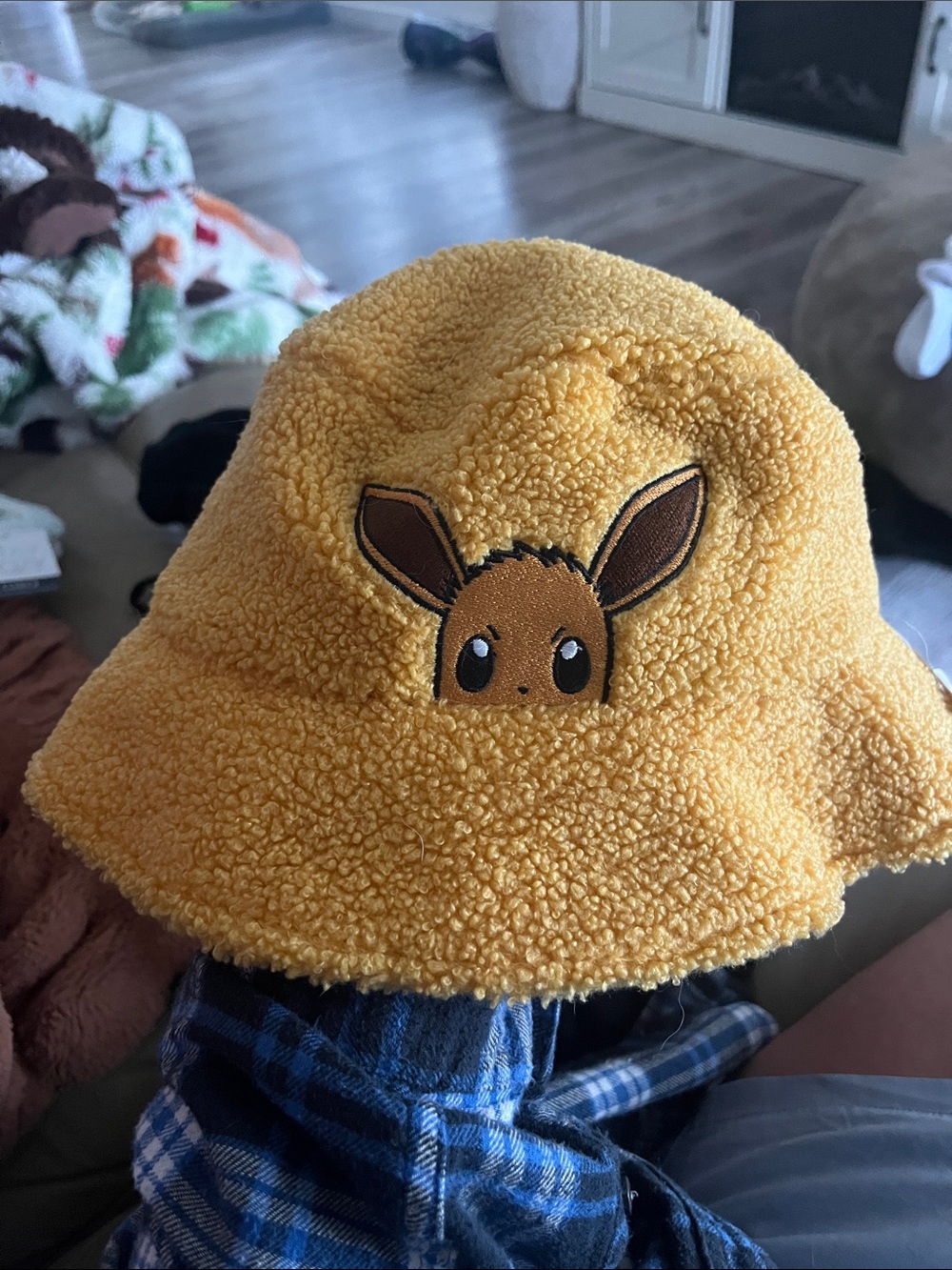 Pokemon Yellow Sherpa Bucket Hat with Eevee Patch